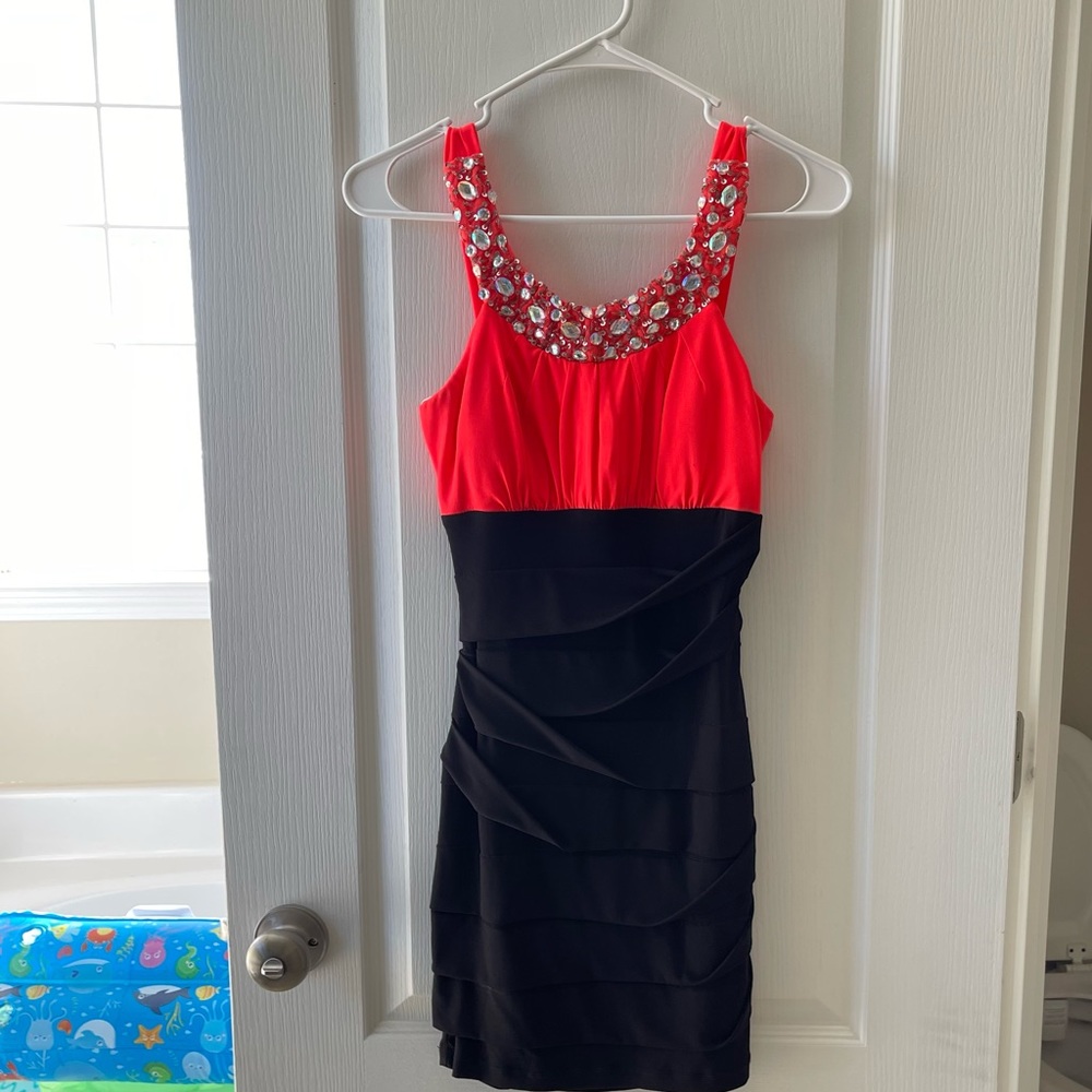 City Triangles orange and black dress